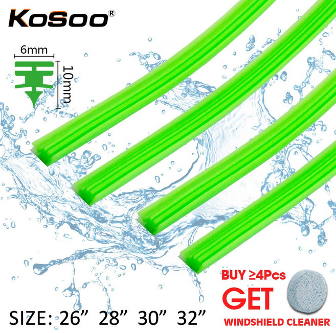 액세서리 실리카 유리 리필 자동차 26 28 32 와이퍼 6mm 블레이드 2PCS 프레임리스 스트립 30 삽입 차량, 32 "