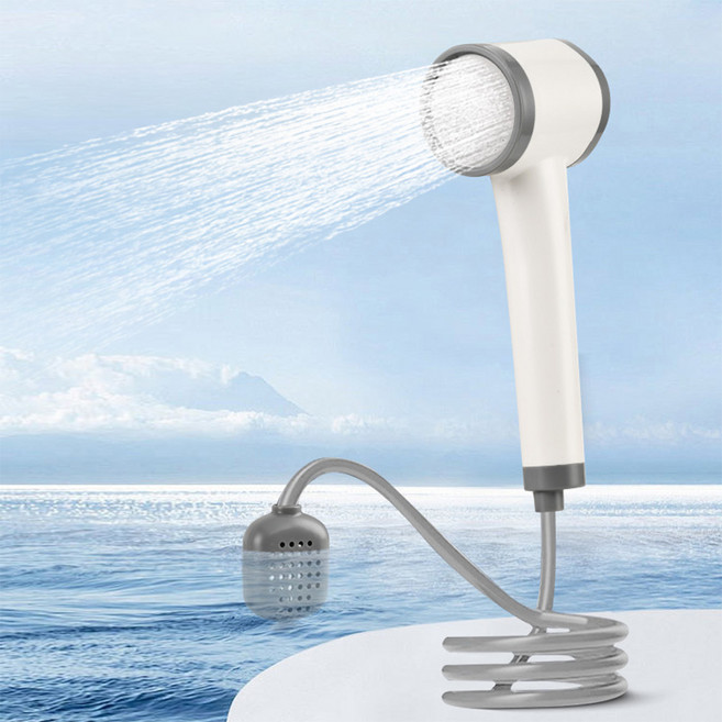 HK sell 워시업 휴대용 캠핑 세차 물주기 충전식 일체형 샤워기, 크림