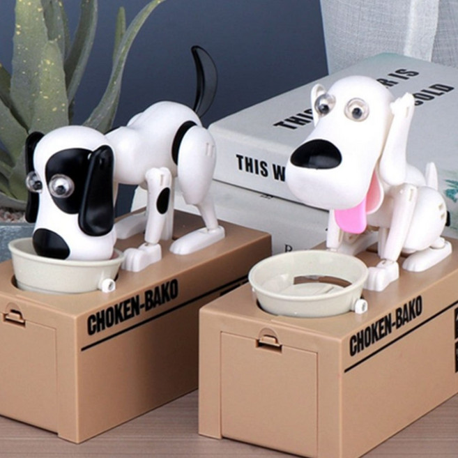 센과치히로 가오나시 피규어 저금통 동전먹는 어린이 금고 지브리 인형 (건전지 포함), 동전먹는 강아지 저금통