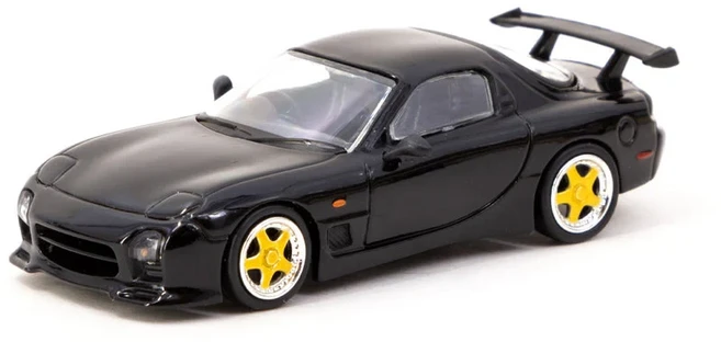 【616toys】TARMAC WORKS 1/64 馬自達 RX-7 FD3S Mazdaspeed A-Spec 黑色經典跑車模型, 1個