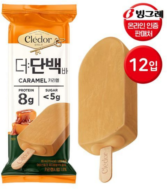 빙그레 끌레도르 더단백 바 카라멜 12개 단백질 아이스크림 P365631620