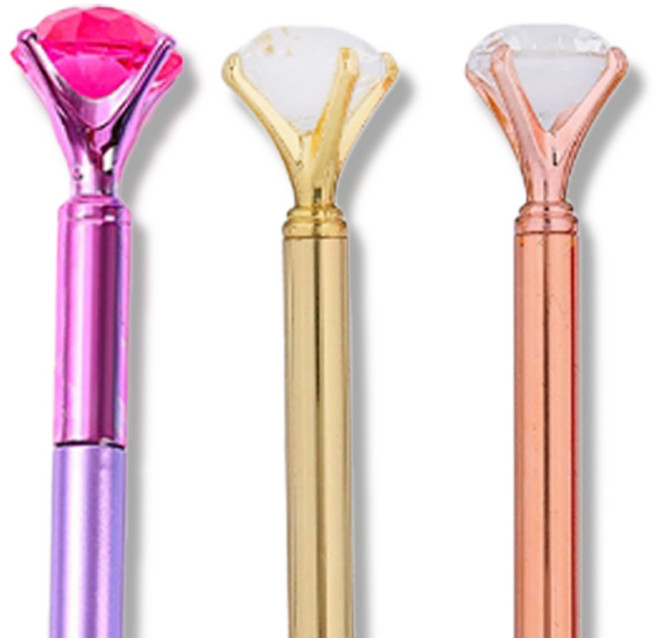 다이아 볼펜 필기감좋은 특이한 잘써지는 얇은 펜 다이아몬드 보석볼펜 캐릭터 큐빅 선물용, 2-4. 고급형 화이트 골드