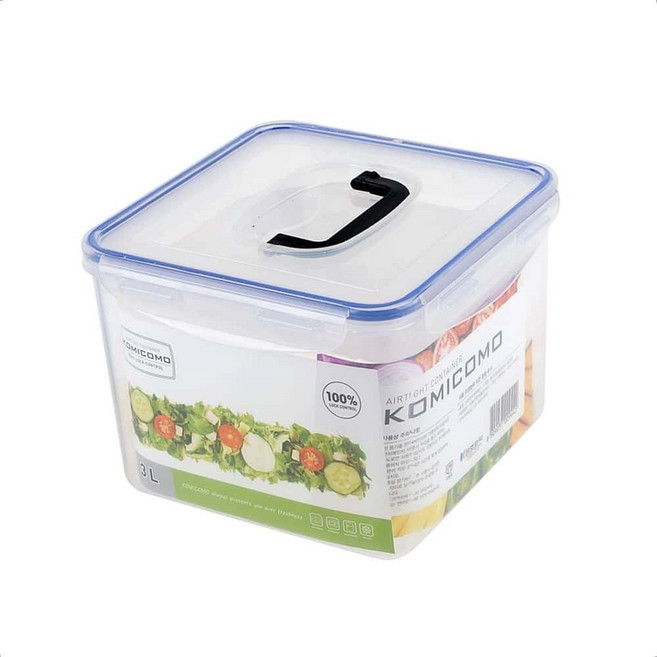 장아찌통 음식보관 정사각 손잡이 밀폐용기 3L 이유식보관 정사각밀폐용기 김치통 반찬통