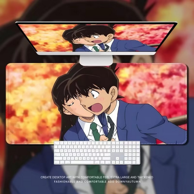 명탐정 코난 쿠도 신이치 레토 가죽 마우스 장패드 두꺼 4mm 아늑 대형마우스패드 안정적인 백로, 1개, 05(800*300*4mm)