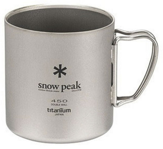 snow peak 雪諾必克 雙層隔熱鈦金屬杯 MG-153 450ml, 1個, 銀色