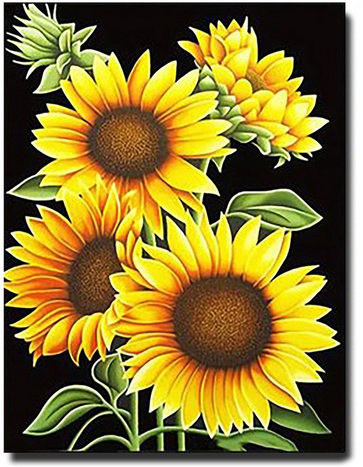 화야루이 액자 보석십자수 캔버스형 DIY 키트 40 x 50 cm, GR007. 재물운 해바라기, 1세트