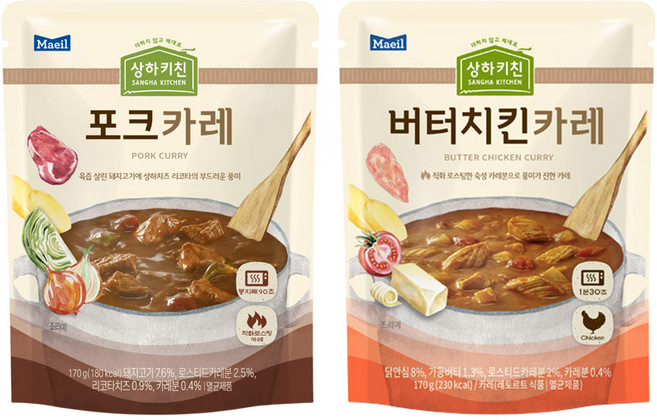 매일 상하키친 포크카레 170g x 3개 + 버터치킨카레 170g x 3개, 6개