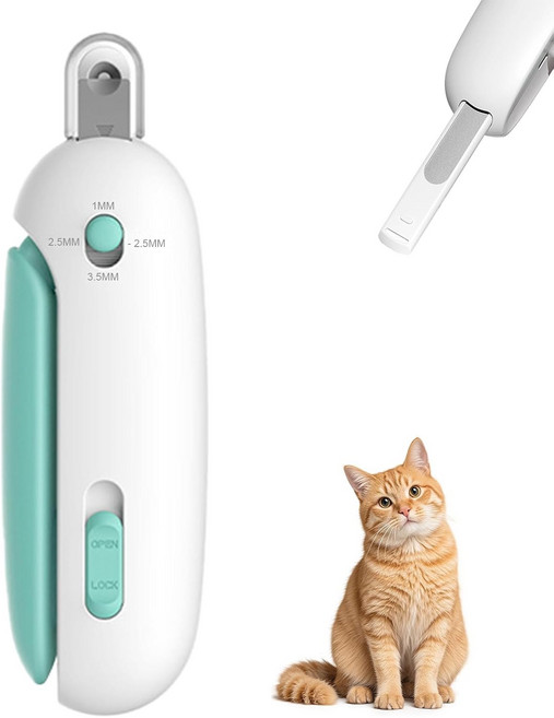 안전 가드와 네일 캐처가 있는 완하트 고양이 손톱깎이 고양이용 지저분하지 않은 발톱깎이 그루밍 도구파란색, Pink
