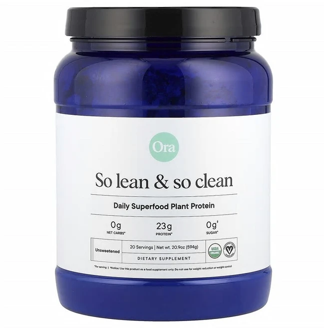 Ora So Lean & So Clean Daily Superfood Plant Protein Unsweetened 20.9 oz (594 g), 592 g, 594g, 1개 - 쿠팡
