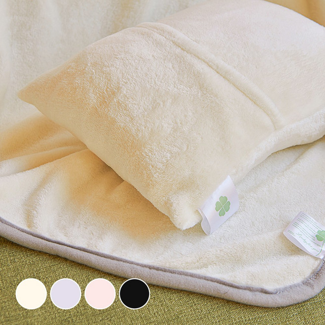 데시뉴 럭키 솔리드 양면 극세사 담요 파우치 세트