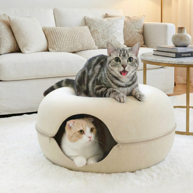 리하펫 고양이 버터링 터널 숨숨집 놀이터, 1개, 브라운