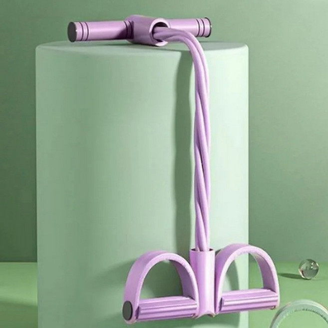 六管腳蹬拉力器 腳踏拉力器 拉力繩 健腹拉力器, 腳蹬器升級(六管)-淺紫, 1個