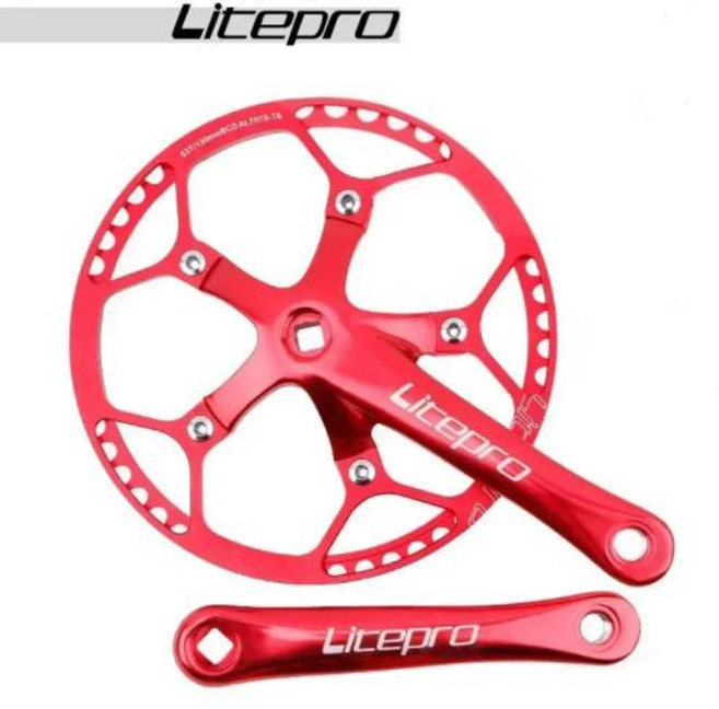 자전거 부품 Litepro 스퀘어 커넥팅 로드 크랭크셋 130 BCD 체인링 45T 47T 53T 56T 58T 자전거 크랭크 및 체인휠 그래블 바이크용, 없음