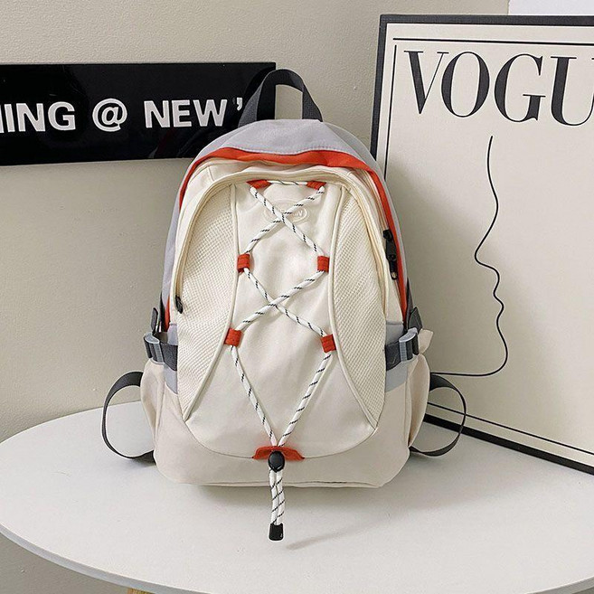 運動戶外大容量電腦雙肩包, 白色大號