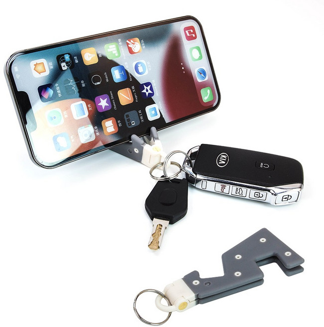 휴대용 접이식 열쇠고리 핸드폰 스마트폰 거치대, 2개, 그레이
