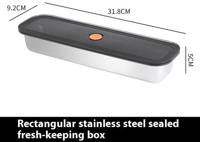 1개 스테인리스 스틸 베이컨 용기 뚜껑 주방 냉장고 긴 보관 트레이 채소 및 고기용, ONESIZE