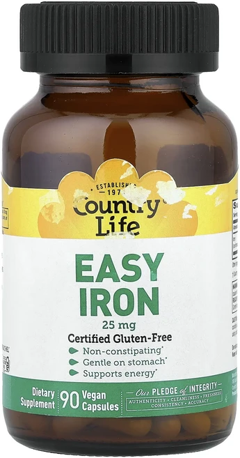 단백질 비타민 철분 마그내슘 칼슘 Country Life 순한 철분 25mg 베지 캡슐 90정 고루고루섭취해주세요, CountryLife순한철분25mg베지캡슐90정, 1개 - 쿠팡
