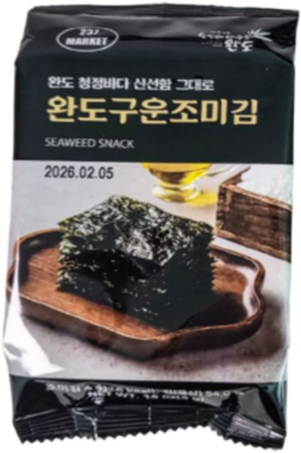 [완도] 구운 조미 도시락김 /소포장김 /바삭한 국산 김 / 어린이 간식 / 밥반찬 추천 /식탁김, 12개, 4g