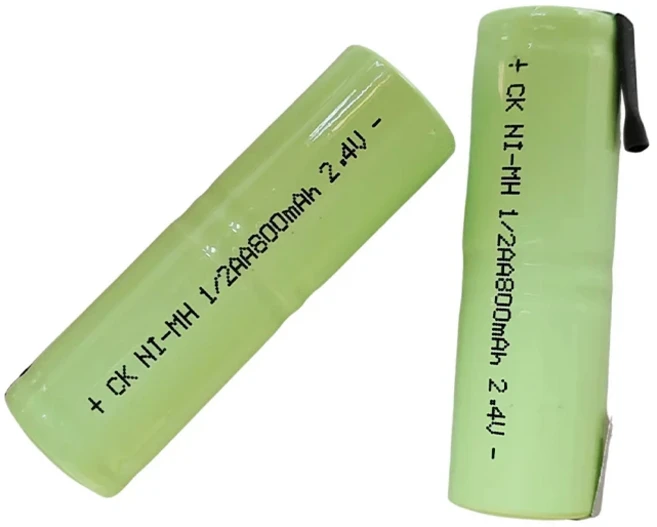 전기 면도기 칫솔용 용접 탭 포함 Ni-MH 충전식 배터리 12 AA nimh 셀 800mah 2.4V, 01 2pcs