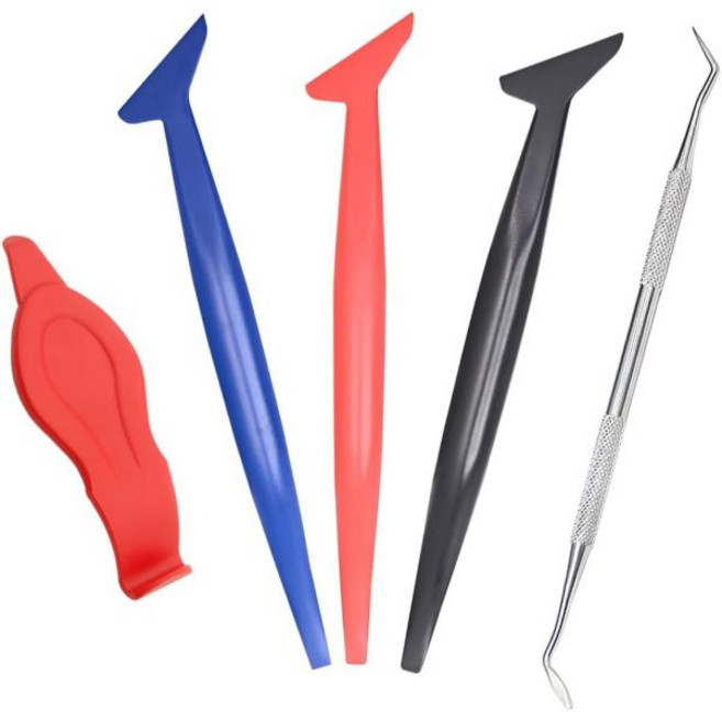 지미시 3개 세트 차량용 미니 스퀴지 곡선 슬롯 틴트 도구 3 in 1 비닐 랩 키트 유연한 차량 다양한 경도 랩핑 창문 틴팅, 5개 세트