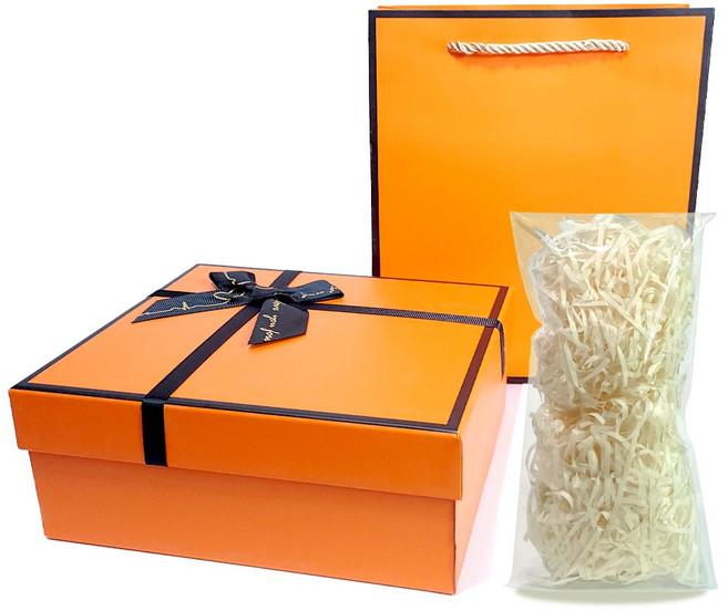 제로리빙 선물 포장 박스 + 쇼핑백, 1개, 주황