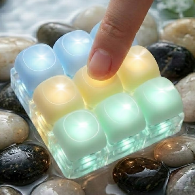 팍클리 조약돌 LED 키보드 키캡 키링 9구, 1개, 피크닉