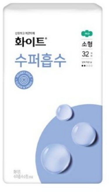화이트 수퍼흡수 소형 생리대 날개형, 32개입, 5개