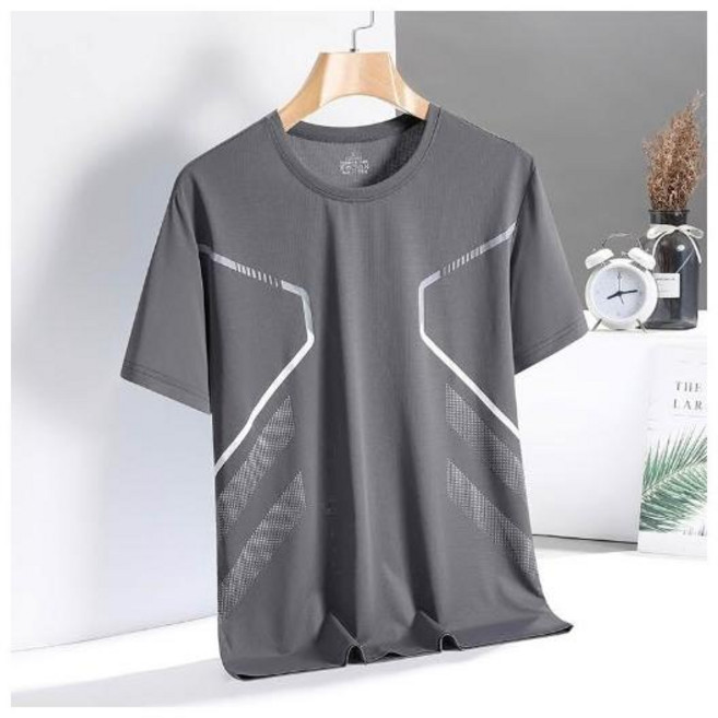 戶外輕薄速乾跑步衣 冰絲涼感排汗衫 大碼高彈力透氣運動健身服