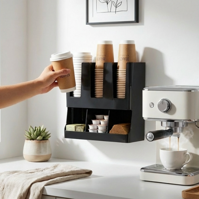 벨디즈 일회용 큰종이컵 디스펜서 홀더 거치대, 1개, 블랙