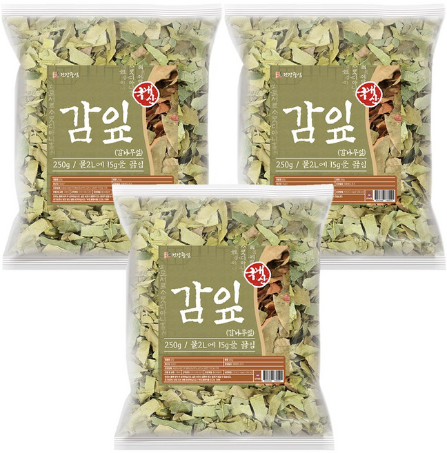 건강중심 국산 말린 감나무잎 감잎 차, 3개, 1개입, 250g