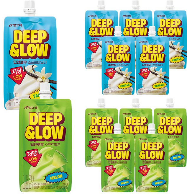 빙그레 딥앤로우 소프트 혼합 (바닐라 6개 + 멜론 6개), 1개, 160ml