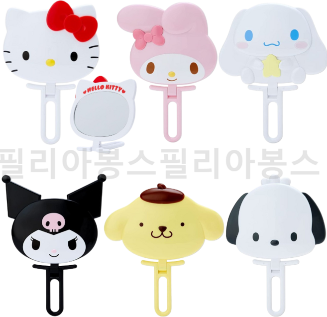[일본정품]산리오 손거울 입체 산리오탁상거울 핸드미러 헬로키티 마이멜로디 페이스, 폼폼푸린, 1개
