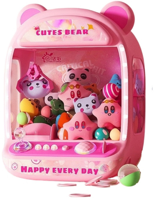 活石 迷你夾娃娃機, 櫻粉熊, 1個