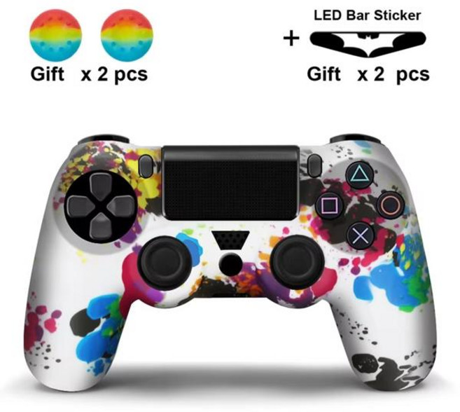 PS4 컨트롤러 용 실리콘 케이스 듀얼 쇼크 4 조이스틱 용 2 개의 썸스틱 그립 캡 액세서리, 1개, 11) Rainbow