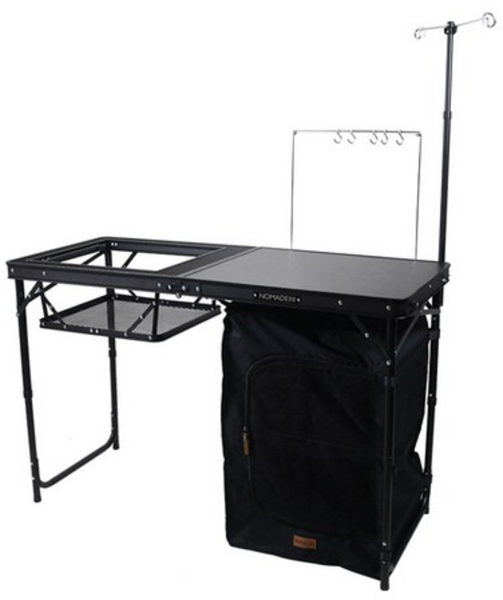 노마드 더블랙 아이언 메쉬 캐비넷 쉘프 캠핑 테이블, 혼합색상