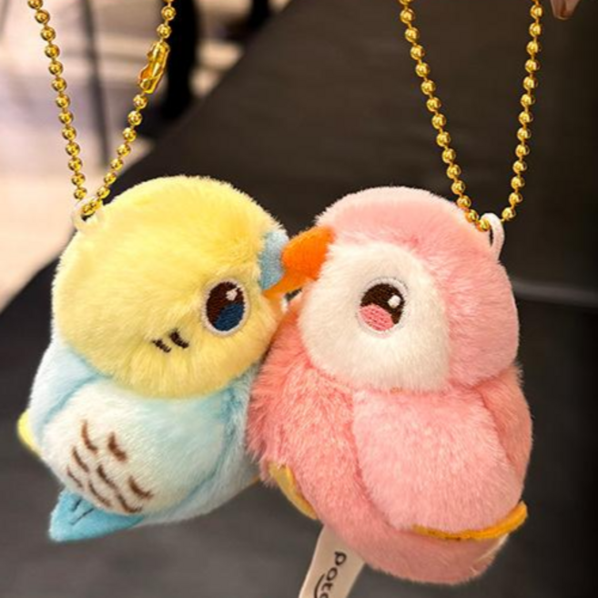 YUYIMI 사랑에 빠진 앵무새장난감 귀여운 자석 키링, 1세트, 핑크블루