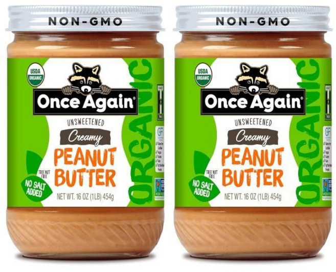 Once Again 크리미 피넛 땅콩 버터 453g x 2팩 무염 무가당 글루텐 프리 비건