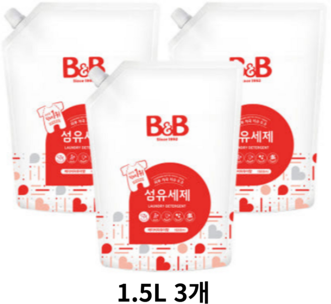 비앤비 섬유세제 리필, 1.5L, 3개
