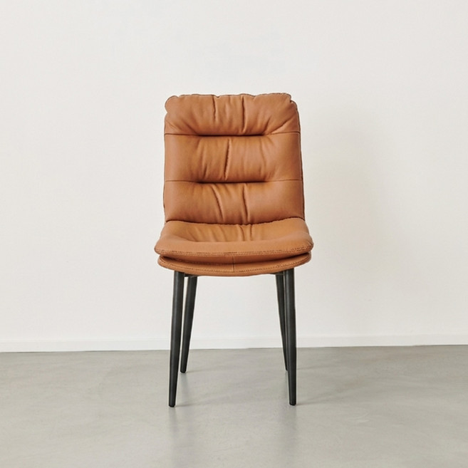 동서가구 누브 가죽 쿠션 체어 DF928367, 블랙, 카멜