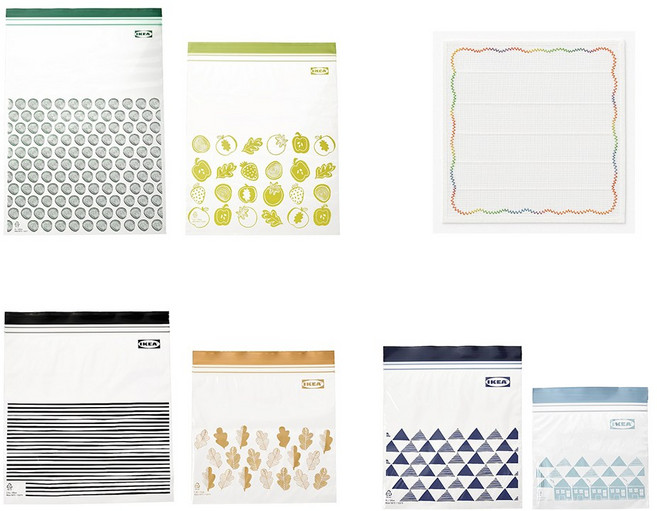 이케아 지퍼백 대형 30매 중형 50매 소형 60매 세트 스티치행주, 혼합, 1세트, 140개입