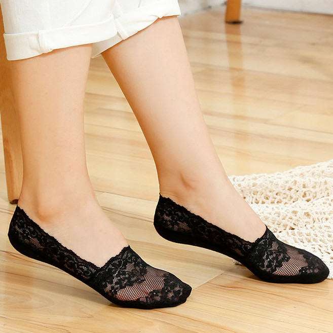 미즈코스 미끄럼방지 레이스 덧신 시스루 실리콘 논슬립 여름 망사 벗겨지지않는 페이크삭스