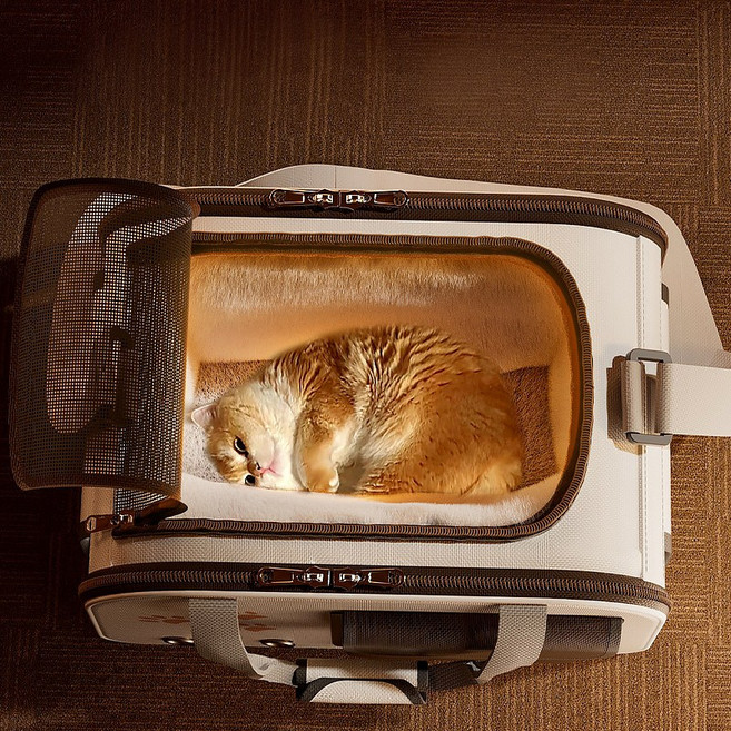 고양이가방 접이식 반려동물 백팩 캐리어 손님가방, 1개, 흰색