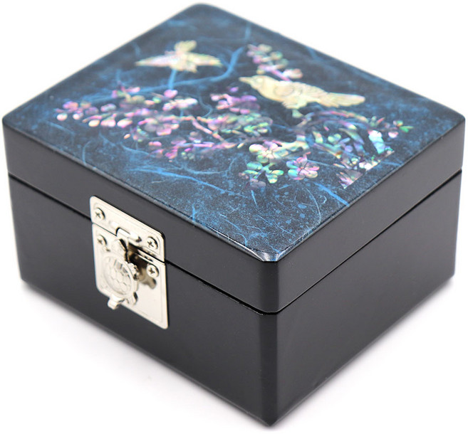 한지 정거북 자개보석함 (청색-매화)