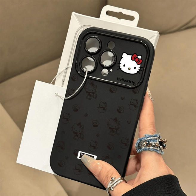k큐트 일체형 윈도 검은 키티 고양이 케이스 아이폰11/12/13/14/15/16/17 호환 케이스
