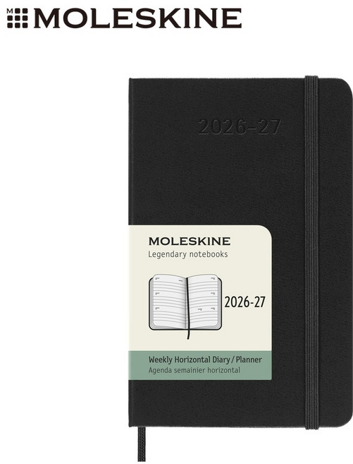 MOLESKINE 2026-2027 18個月橫式週記硬皮手帳 口袋型 黑色, 1個