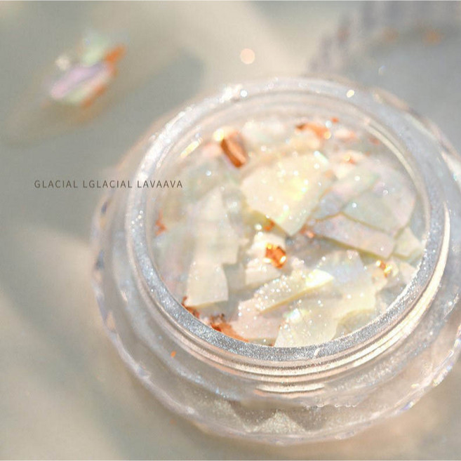 GLACIAL LAVAAVA 極光金箔貝殼片 不規則美甲飾品素材, 1個, BC2203-極光貝殼片-白露暖空
