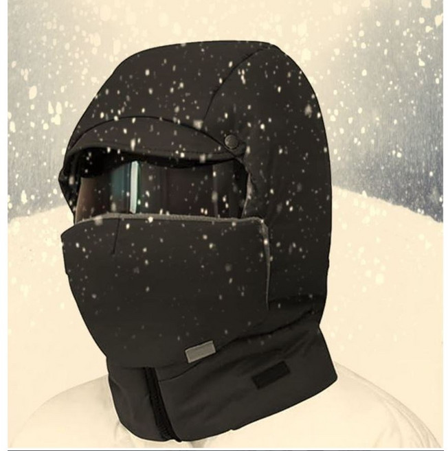 LIFEGEAR 아웃도어 자전거 스키 오토바이 고글 얼굴 목 완벽보호 남녀공용 방풍 캠핑 겨울낚시 보온이 뀌어난 귀달이 모자 풀페이스커버 목도리 마스크 올인원, 블랙