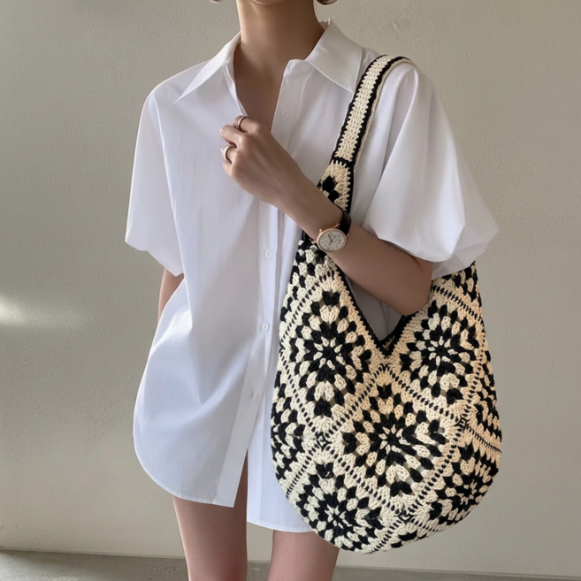 제이바바 여성용 데일리 니트 숄더백