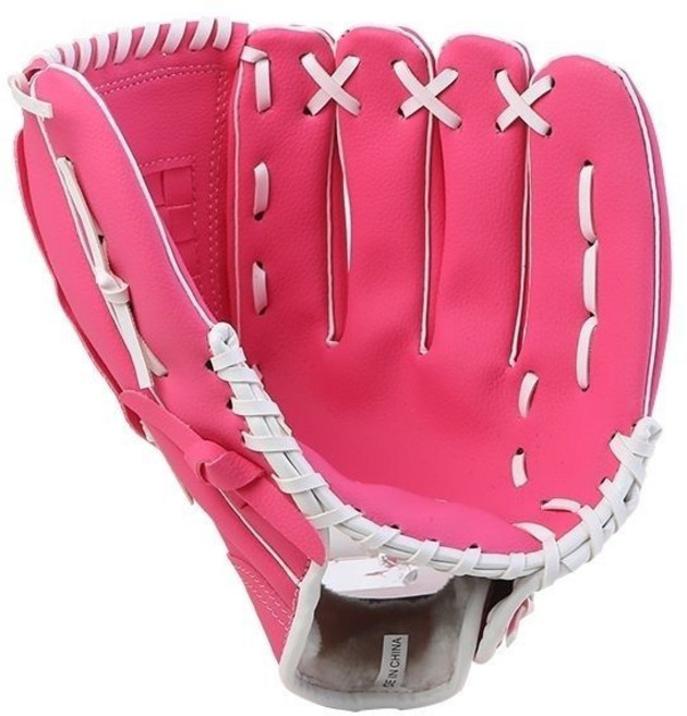 專業兒童棒球手套耐磨柔軟初學接球手套, 1個, 玫紅色12.5寸