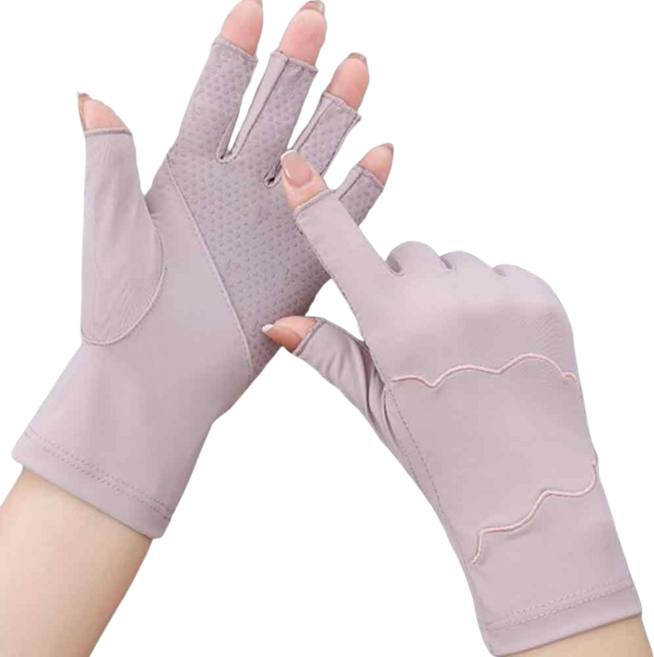 여성 쿨장갑 여름 봄 등산 운전 자전거 반장갑 미끄럼방지 장갑, 인디핑크, 1개